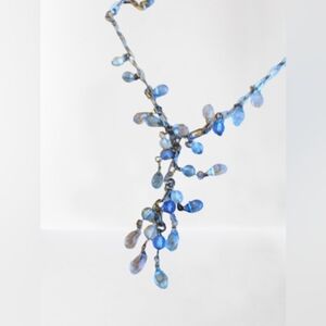 *2/$4! Blue Beaded Necklace Jewelry Accessories Kids Women Silver Toned